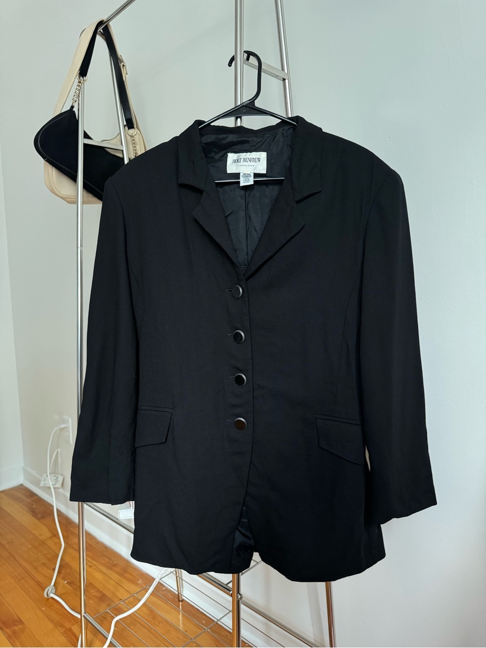 Holt Renfrew Collection wool Black Single-Breasted Tailored Blazer